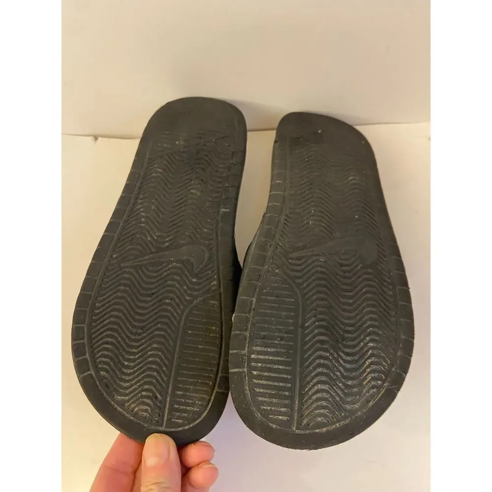 Nike‎ Black Pink Swoosh slides sandals size 5y